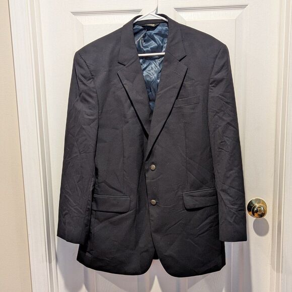 JoS. A. Bank Navy Blue Size 42L 100% Wool Sports Coat Blazer - Picture 1 of 8